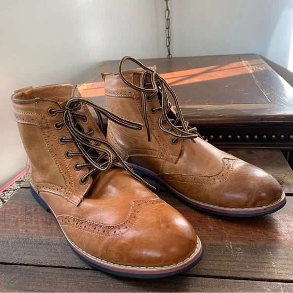 Kunsto Men’s Brogue Boots - Picture 2 of 11